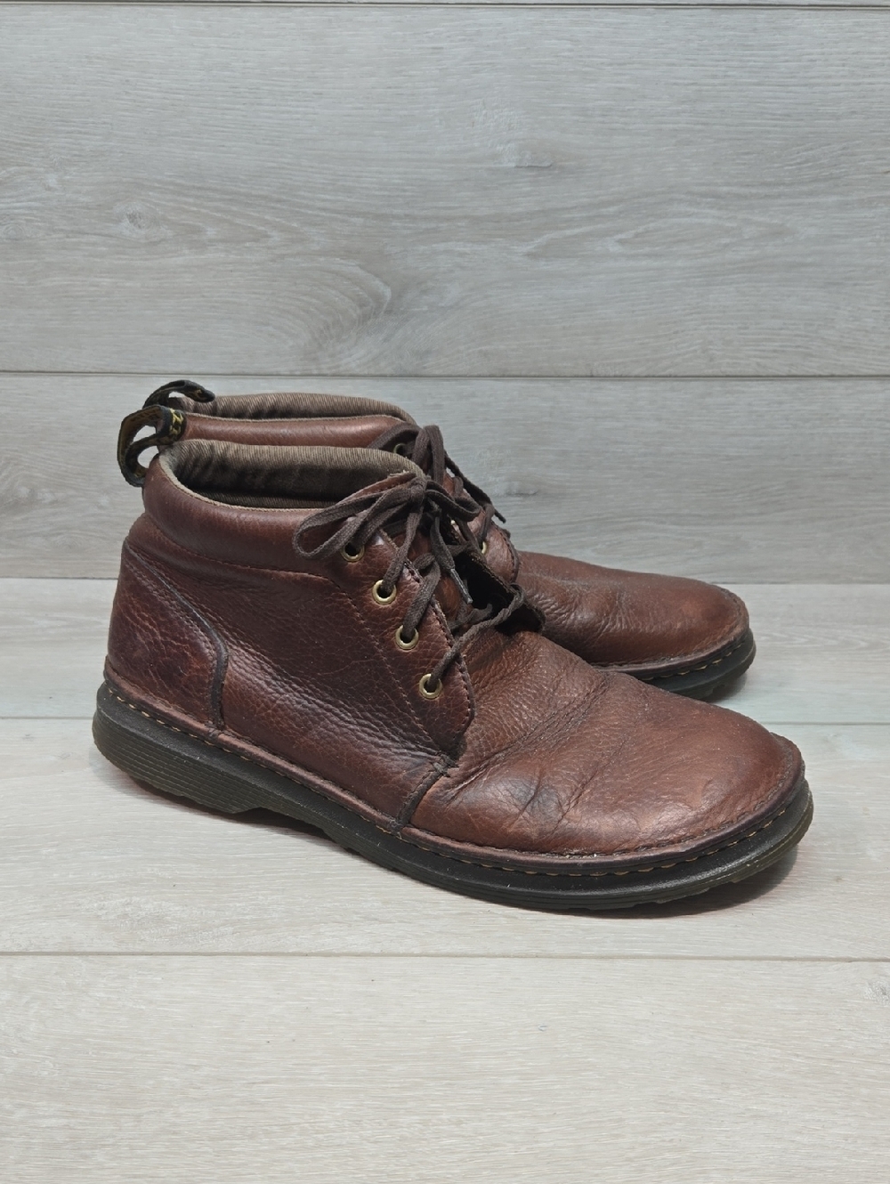 Dr. Martens Men's LEA KV04R High Top Brown Leather Chukka Boots Shoes Sz 13